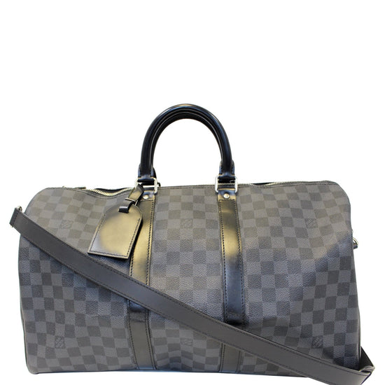 Louis Vuitton Keepall 45 Bandouliere Damier Graphite Travel Bag Black