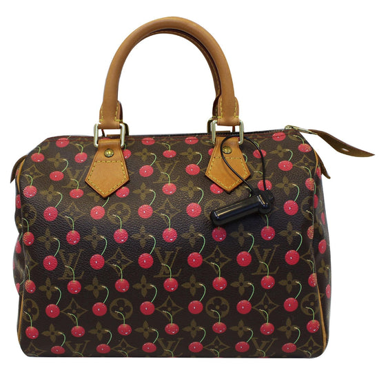 Louis Vuitton Speedy Handbag Limited Edition Monogram Cerises 25 Brown  1055111