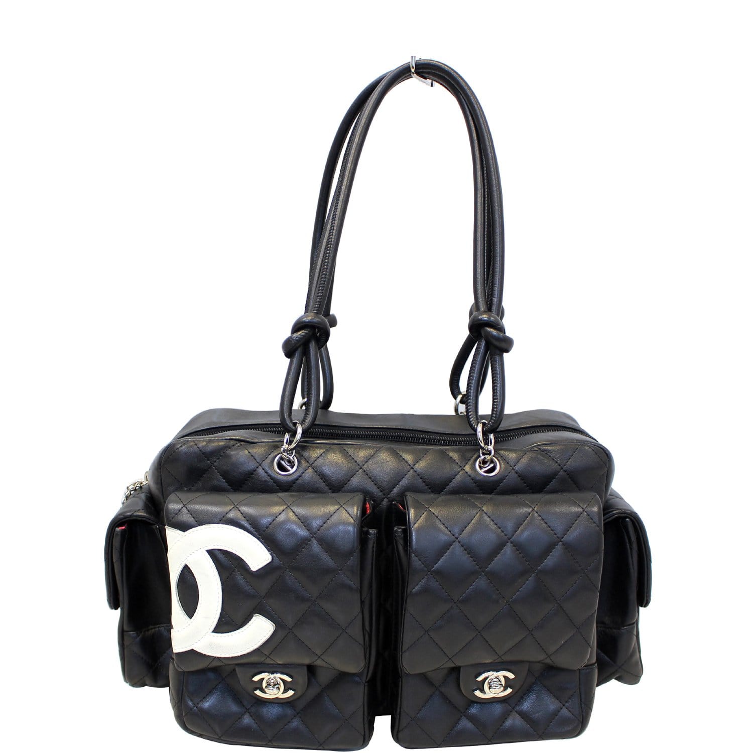 CHANEL Cambon Line Leather Shoulder Bag Black