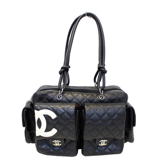 Chanel Black Quilted Leather Ligne Cambon Reporter Bag Chanel