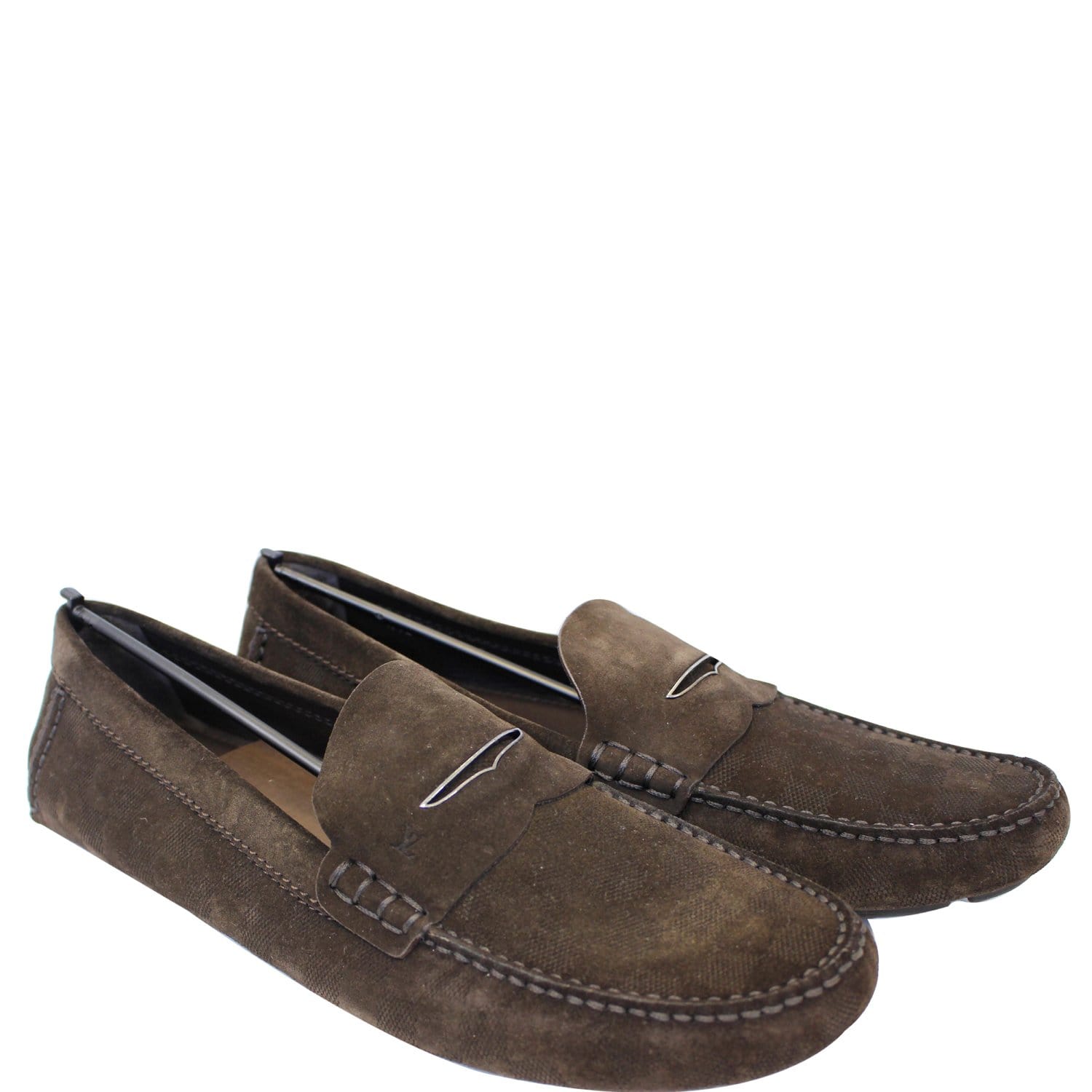 Louis Vuitton Moccasin Embossed Suede Leather Brown