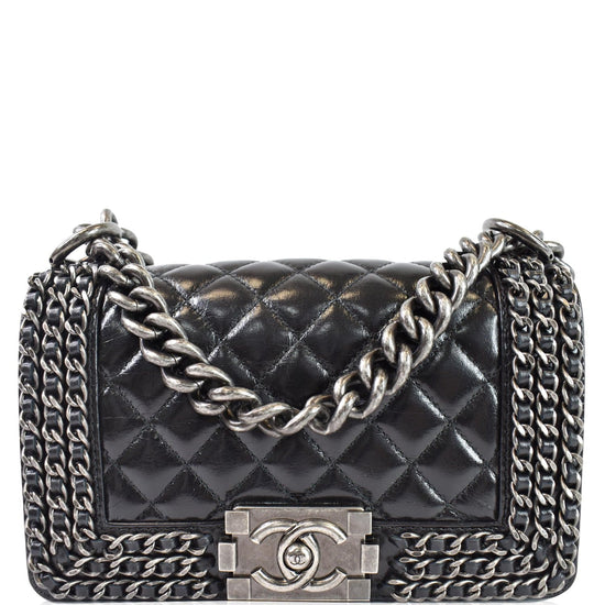 Chanel Small Boy Embellished Chain Lambskin Handbag