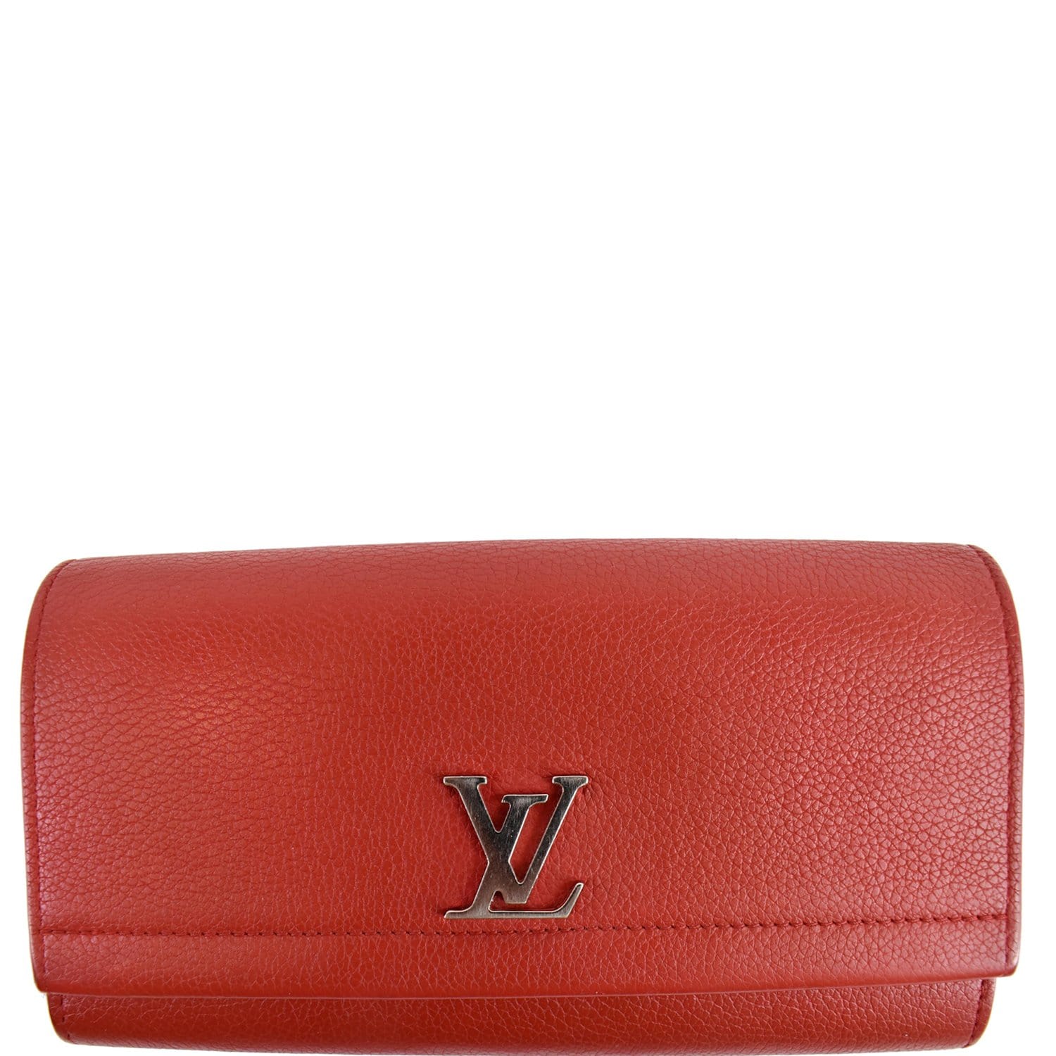 Louis Vuitton Lockme II Calfskin Leather Wallet Red