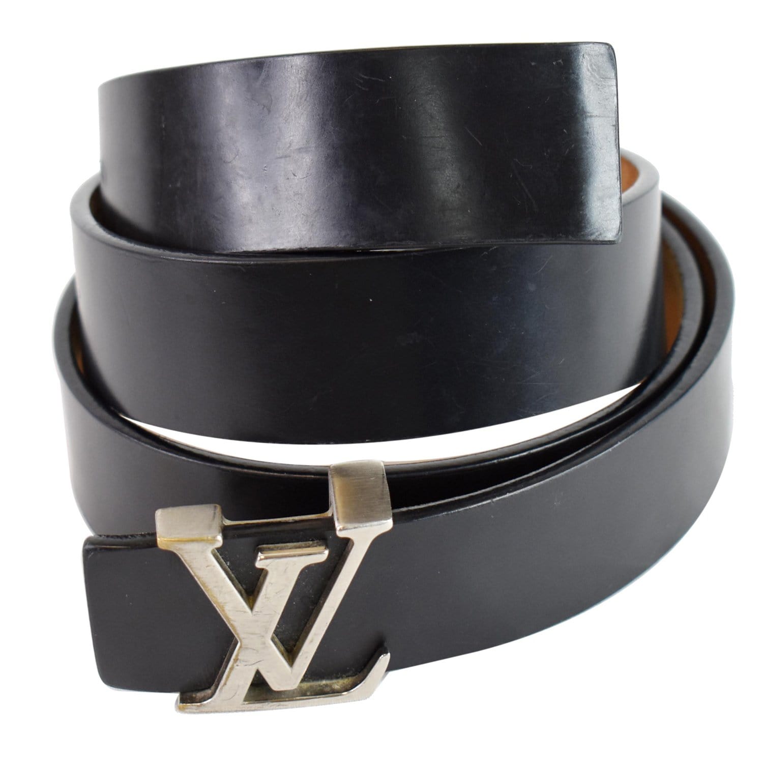 Shop Louis Vuitton Lv initials 40mm matte black belt (M0449Q) by naganon