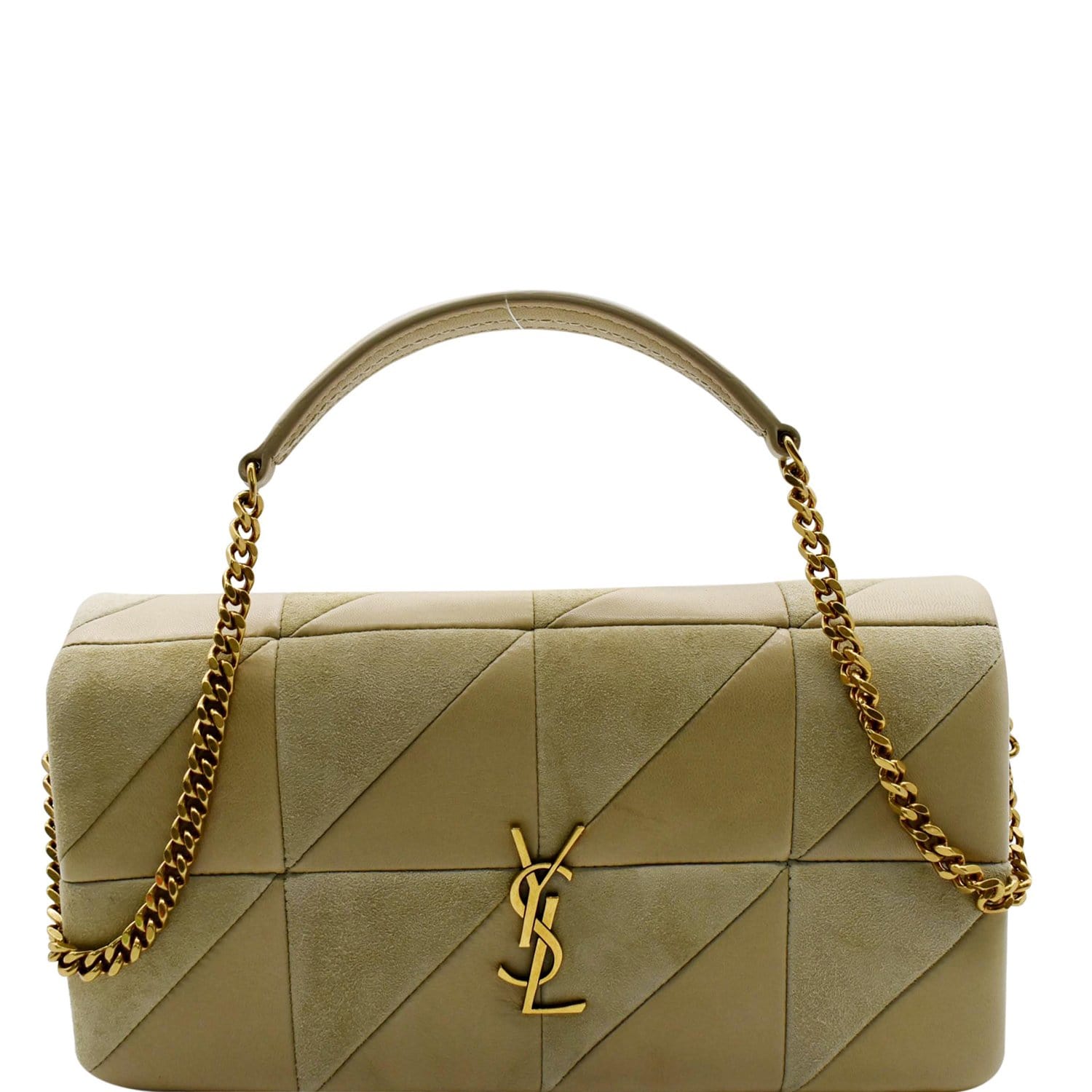 Saint Laurent Satchel Small Suede Cross-body Bag in Green