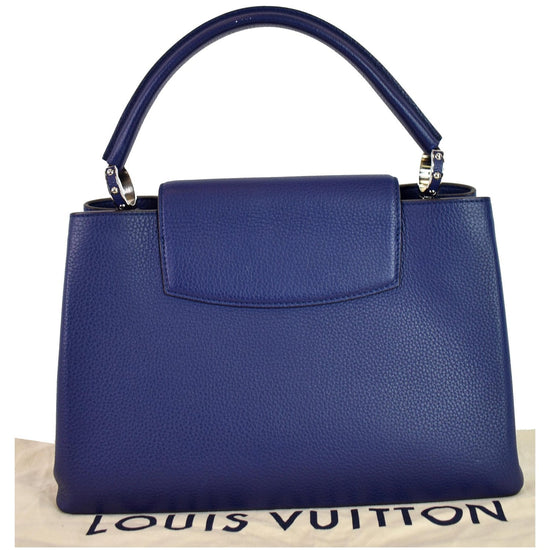 LOUIS VUITTON Capucines MM Taurillon Leather Satchel Bag Blue