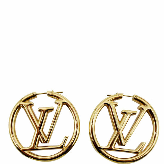 Louis Vuitton Louise Earrings ( mid size LV hoop earrings) 