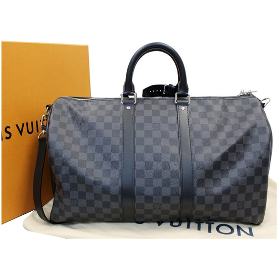 Louis Vuitton Black Damier Graphite Keepall Bandouliere 45 Duffle Bag 4l830a