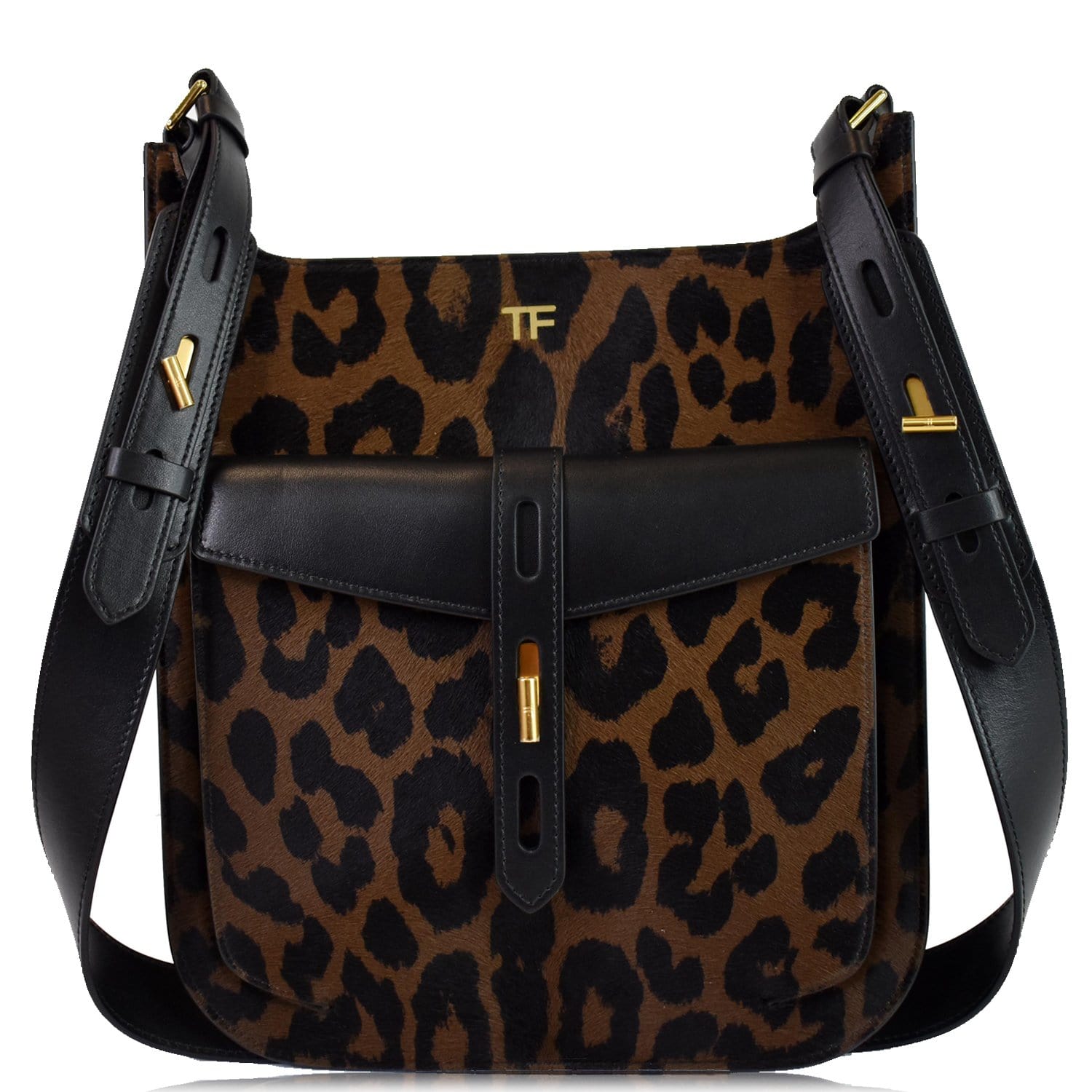 TOM FORD T-Twist Medium Calf Hair Crossbody Bag Leopard-Print - 15% OF