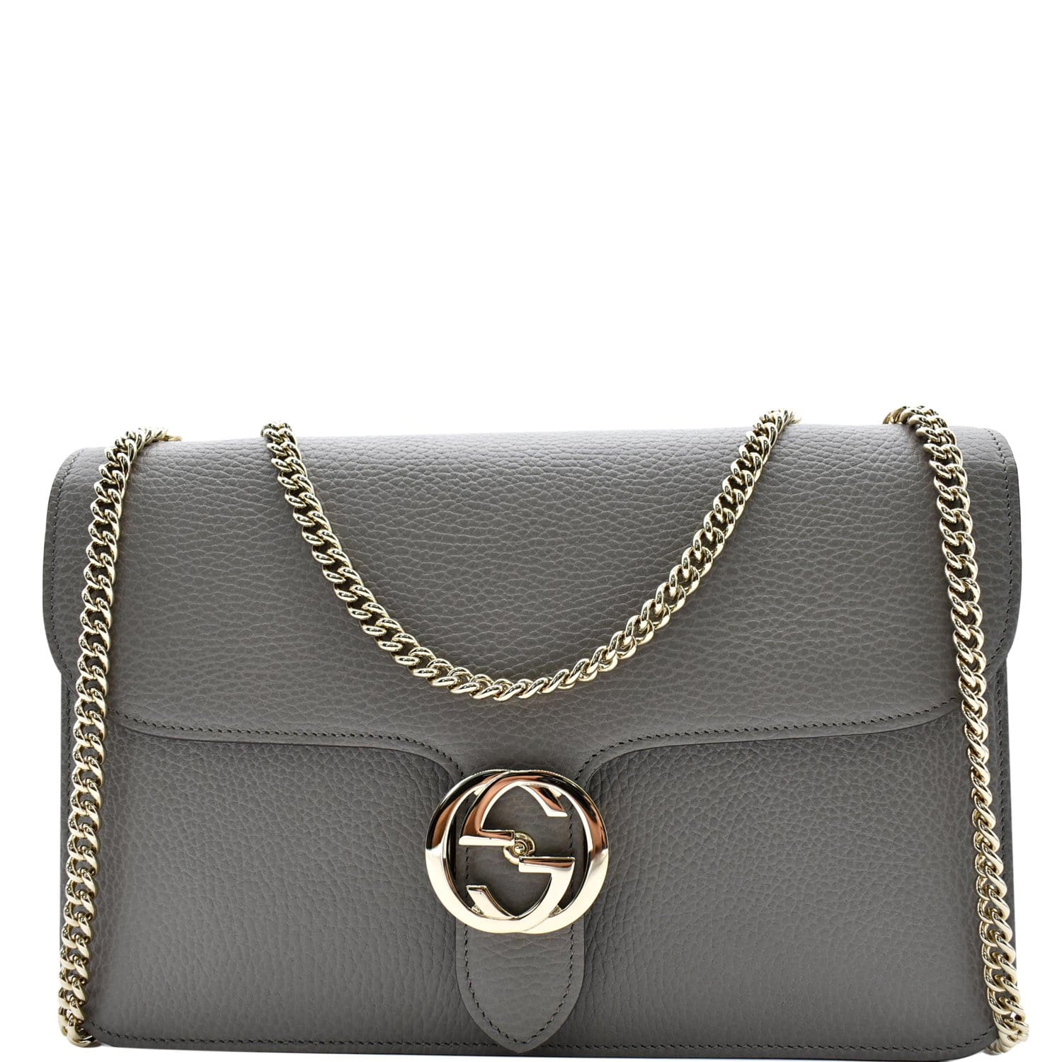 Gucci Interlocking G Chain Leather Crossbody Bag Gray Grey Pony-style  calfskin ref.703791 - Joli Closet