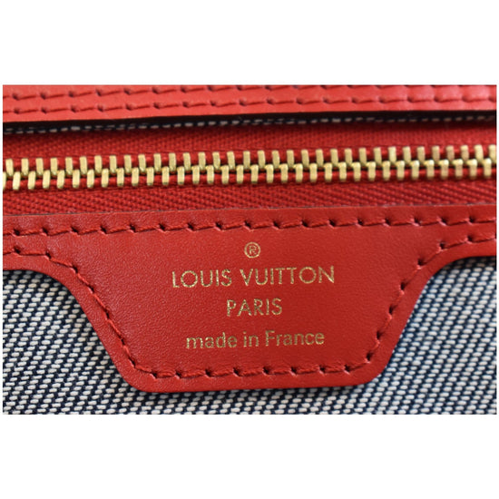 Louis Vuitton Blue and Red Damier Monogram Patchwork Denim Neverfull mm Gold Hardware, 2019 (Like New), Womens Handbag