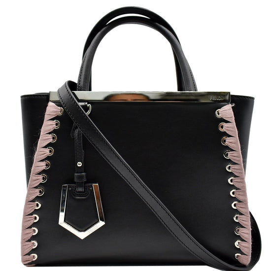 Fendi Petite 2Jours Whipstitch Leather Tote Shoulder Bag