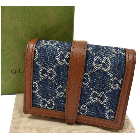 Blue Gucci GG Denim Jackie Compact Wallet – Designer Revival