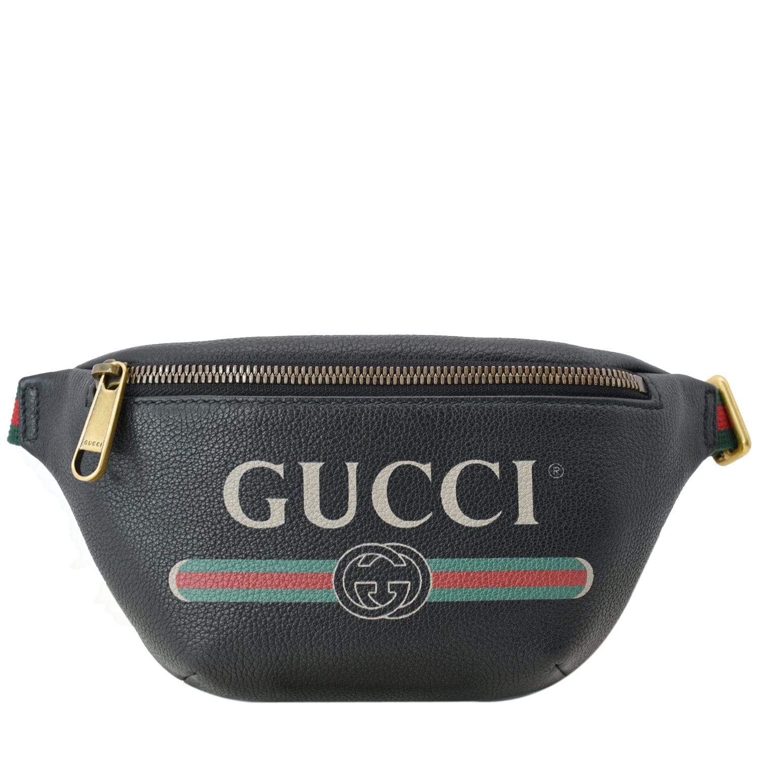 Gucci - Black Leather Logo Belt Bag