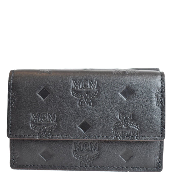 Mcm (Black Klara Chain Wallet in Monogram Leather)