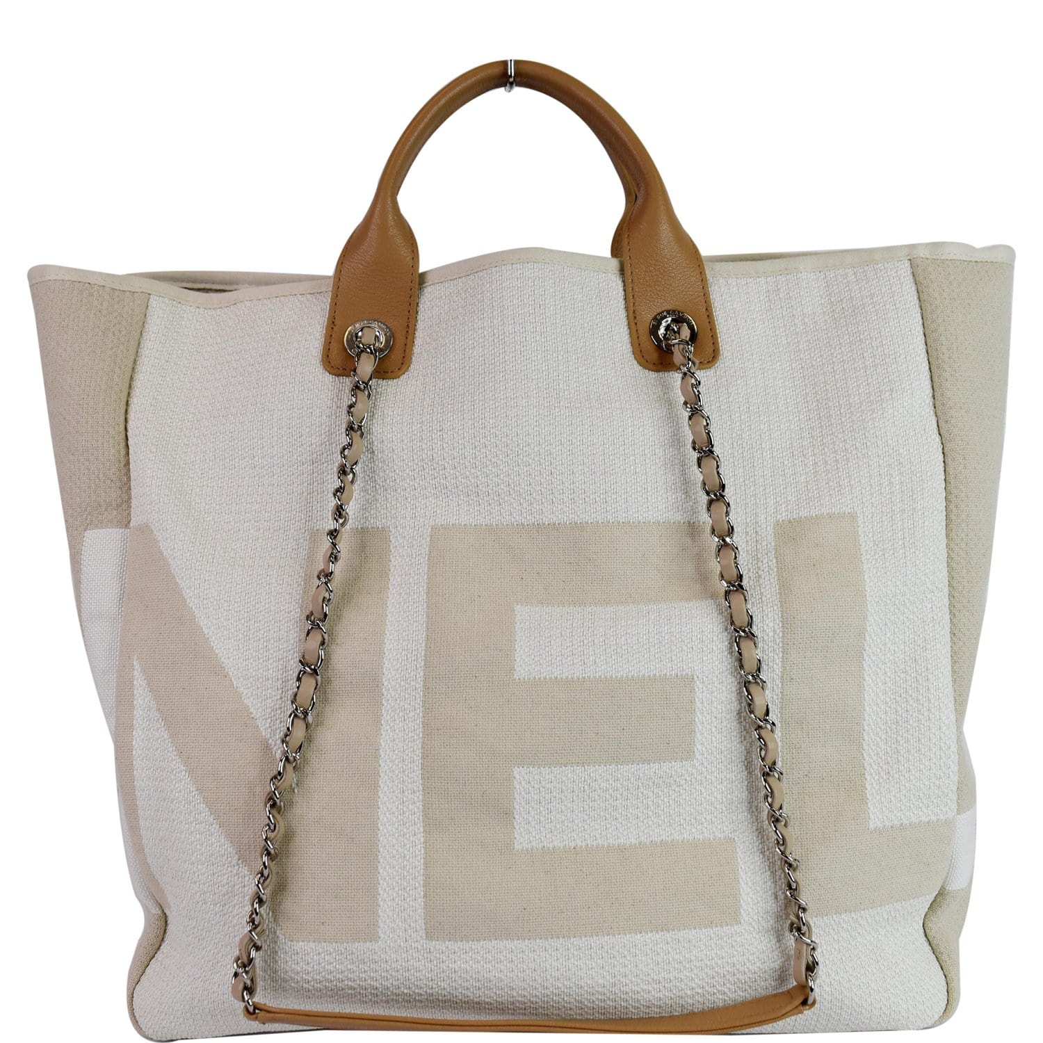 Chanel Beige Deauville Studded Small Tote Bag