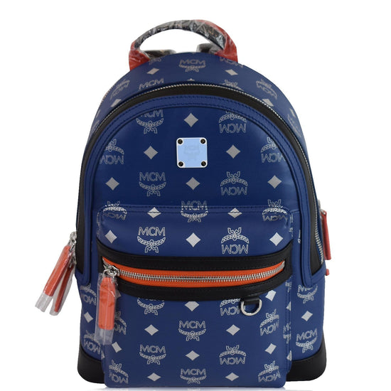 MCM Stark Visetos Blue Backpack