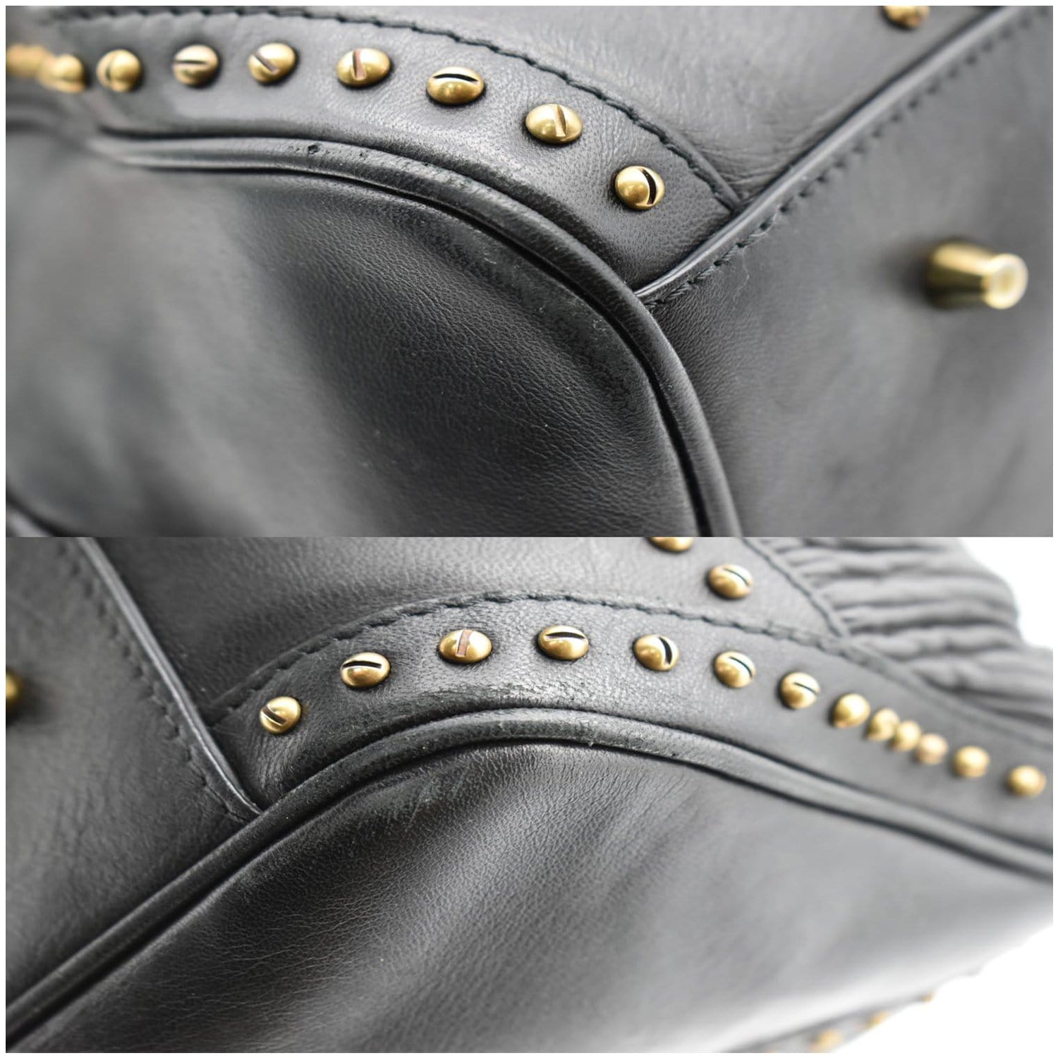 BURBERRY Studded Leather Satchel Bag Black -10% OFF