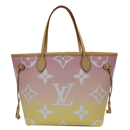 Louis Vuitton Pink x Yellow Monogram By the Pool Neverfull MM Tote Bag  938lvs415