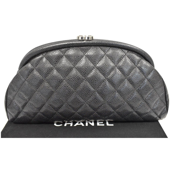 CHANEL Timeless Caviar Quilted Leather Clutch Black