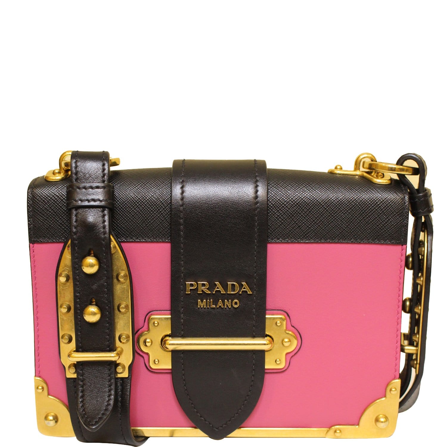 Black Prada Saffiano and City Calf Chain Crossbody Bag