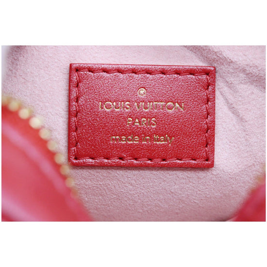 LOUIS VUITTON Heart on Chain Monogram Embossed Crossbody Bag Red
