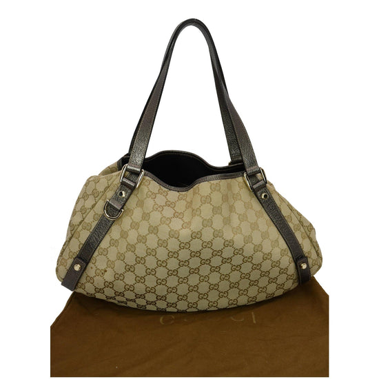 GUCCI Medium Abbey GG Canvas Shoulder Bag Beige 130736