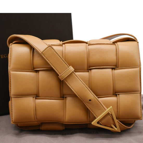 Bottega Veneta Padded Intreccio Cassette Crossbody Bag Caramel in Lambskin  Leather with Gold-tone - US
