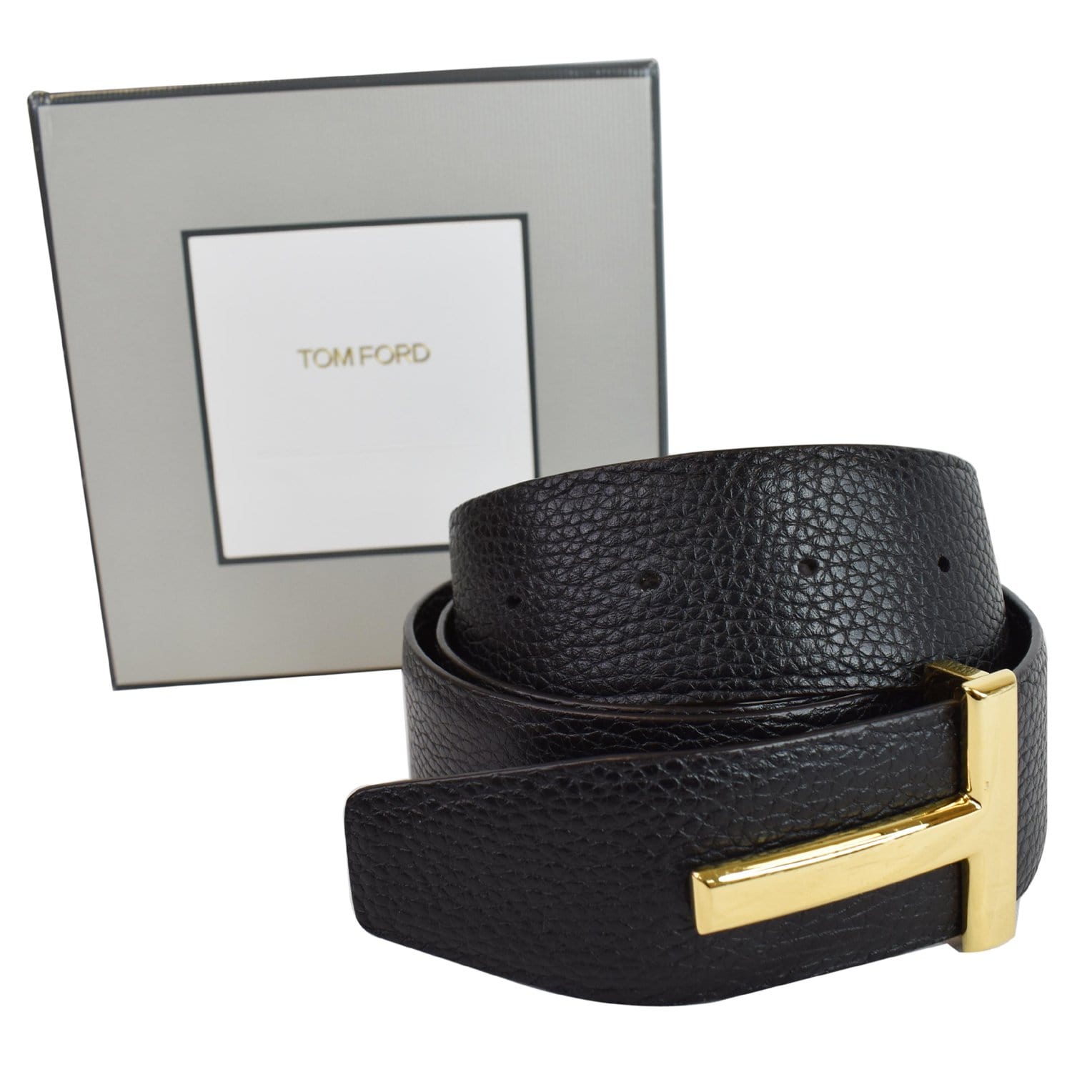 TOM FORD T Icon Reversible Leather Belt Black Size 95