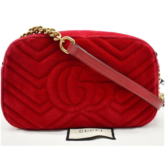 Gg marmont chain leather crossbody bag Gucci Red in Leather - 25914868