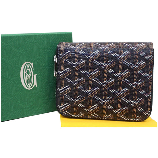 Goyard Zip Around Purse Navy/Brown Apmzipgm PVC Coated CanvasxCalf Leather