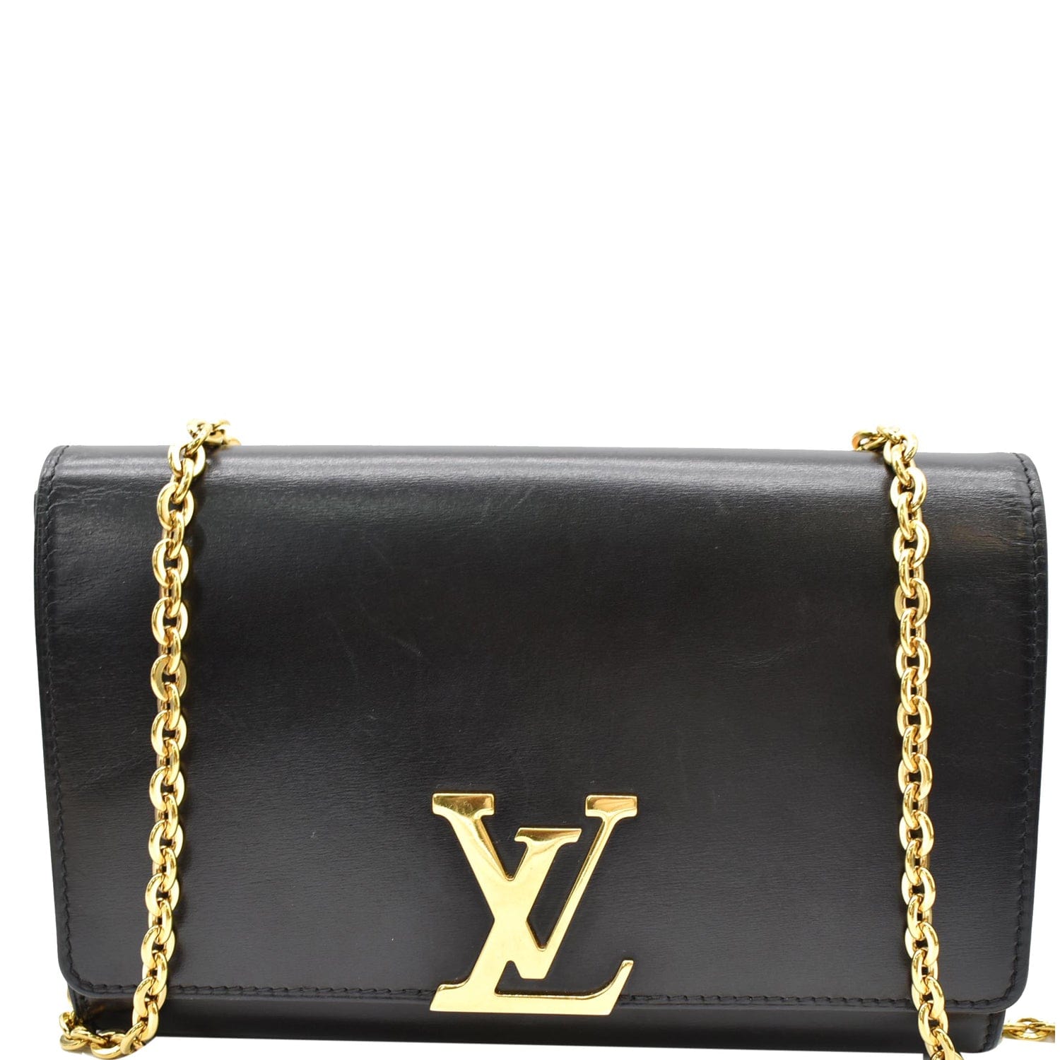 Louis Vuitton Black Leather Chain Louise GM Shoulder Bag