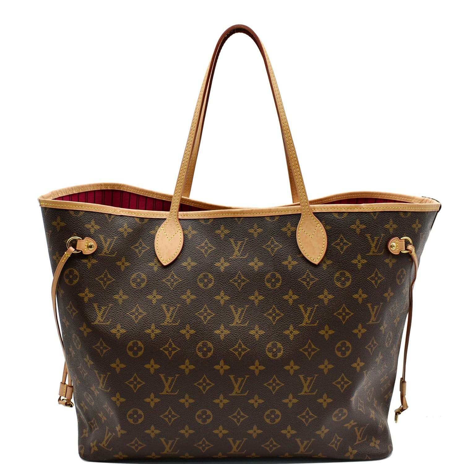 LOUIS VUITTON Neverfull MM Monogram Canvas Tote Shoulder Bag Fuchsia