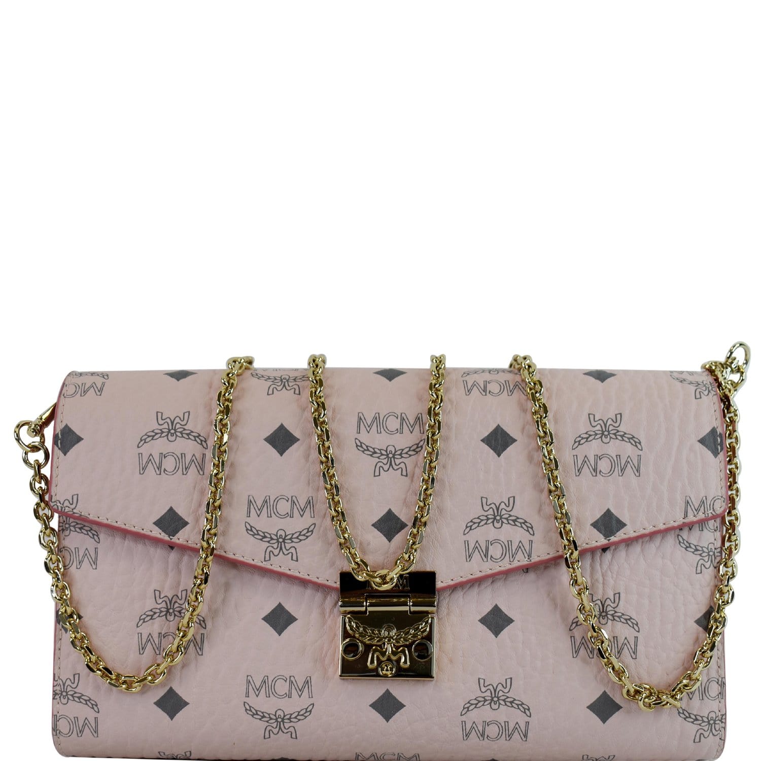 MCM Patricia Visetos Large Chain Wallet Review in Powder Pink!, Try - On