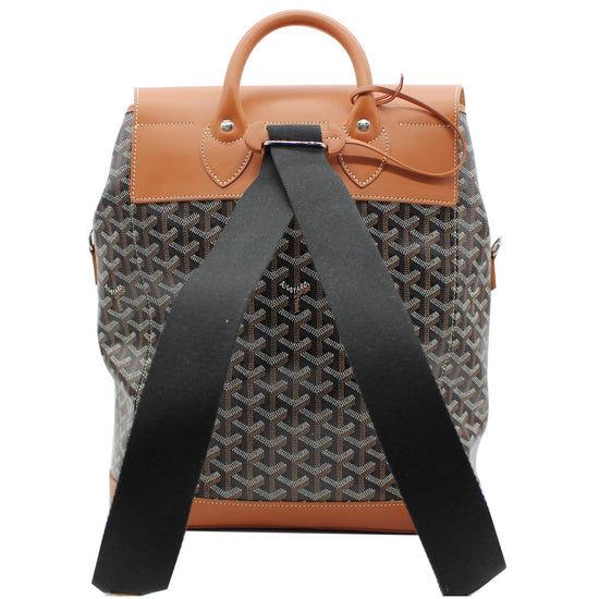 Goyard Alpin Backpack Goyardine Black/Tan in Goyardine/Calfskin Leather  with Silver-tone - US