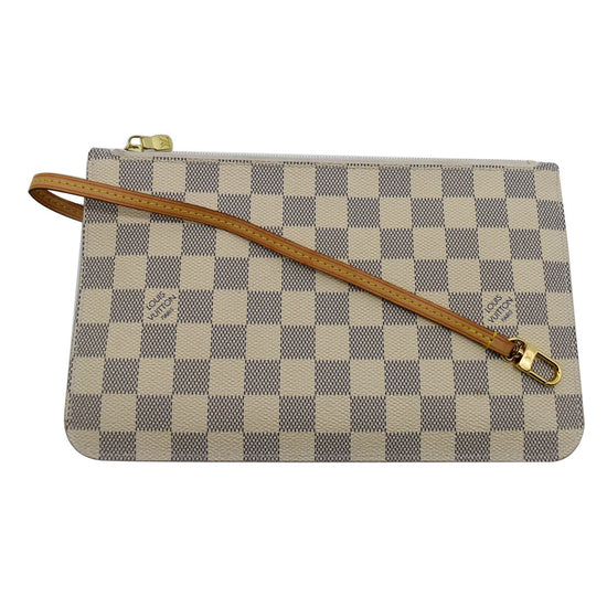 White Louis Vuitton Damier Azur Neverfull Pochette Pouch – Designer Revival