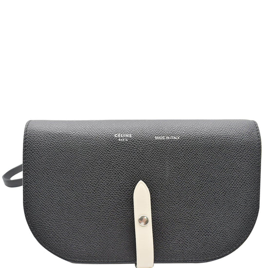 CELINE Grained Leather Strap Clutch Bag Black - Final Sale