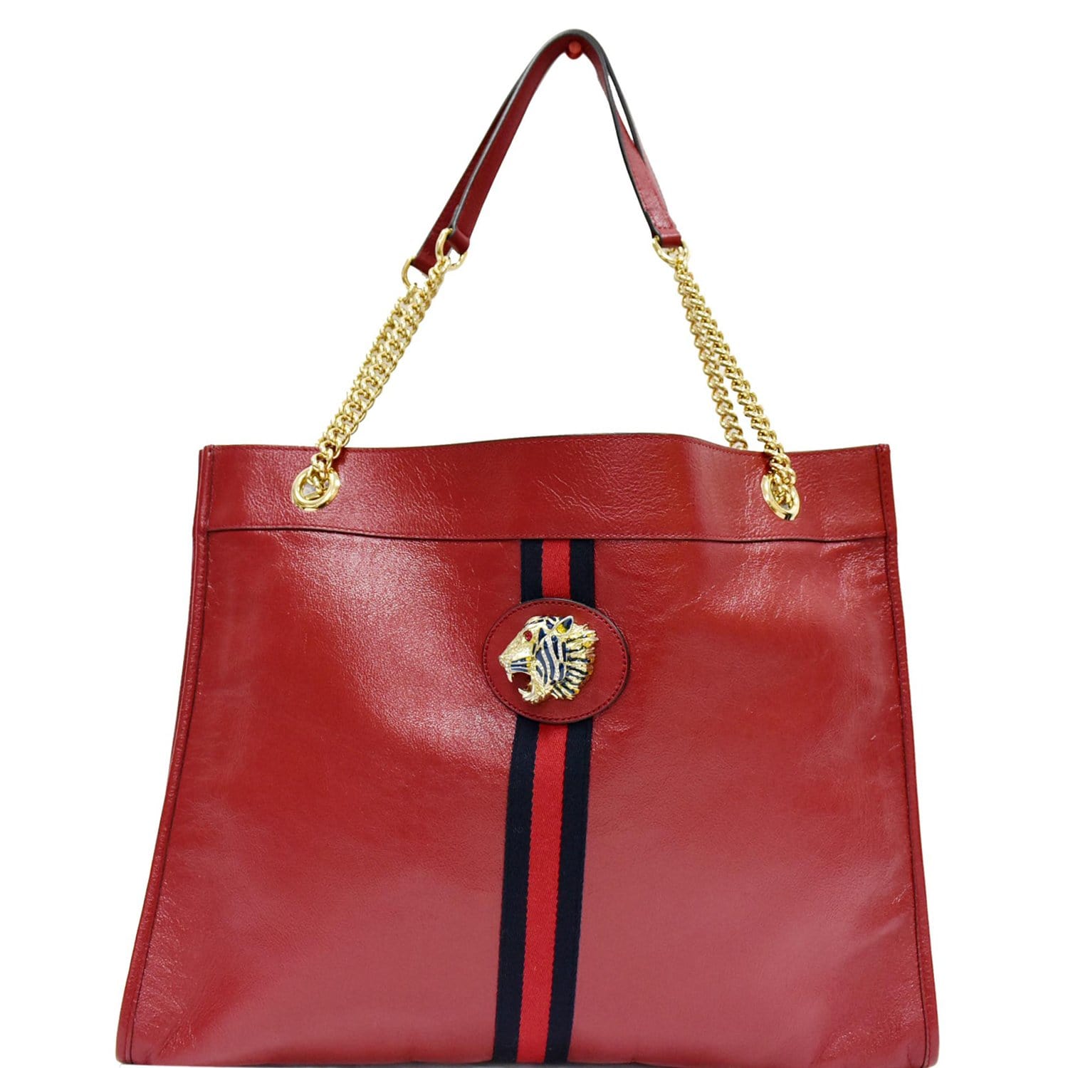 GUCCI Palace 22Aw Tote Bag Embossed GG Jumbo Patent Leather Red A0221
