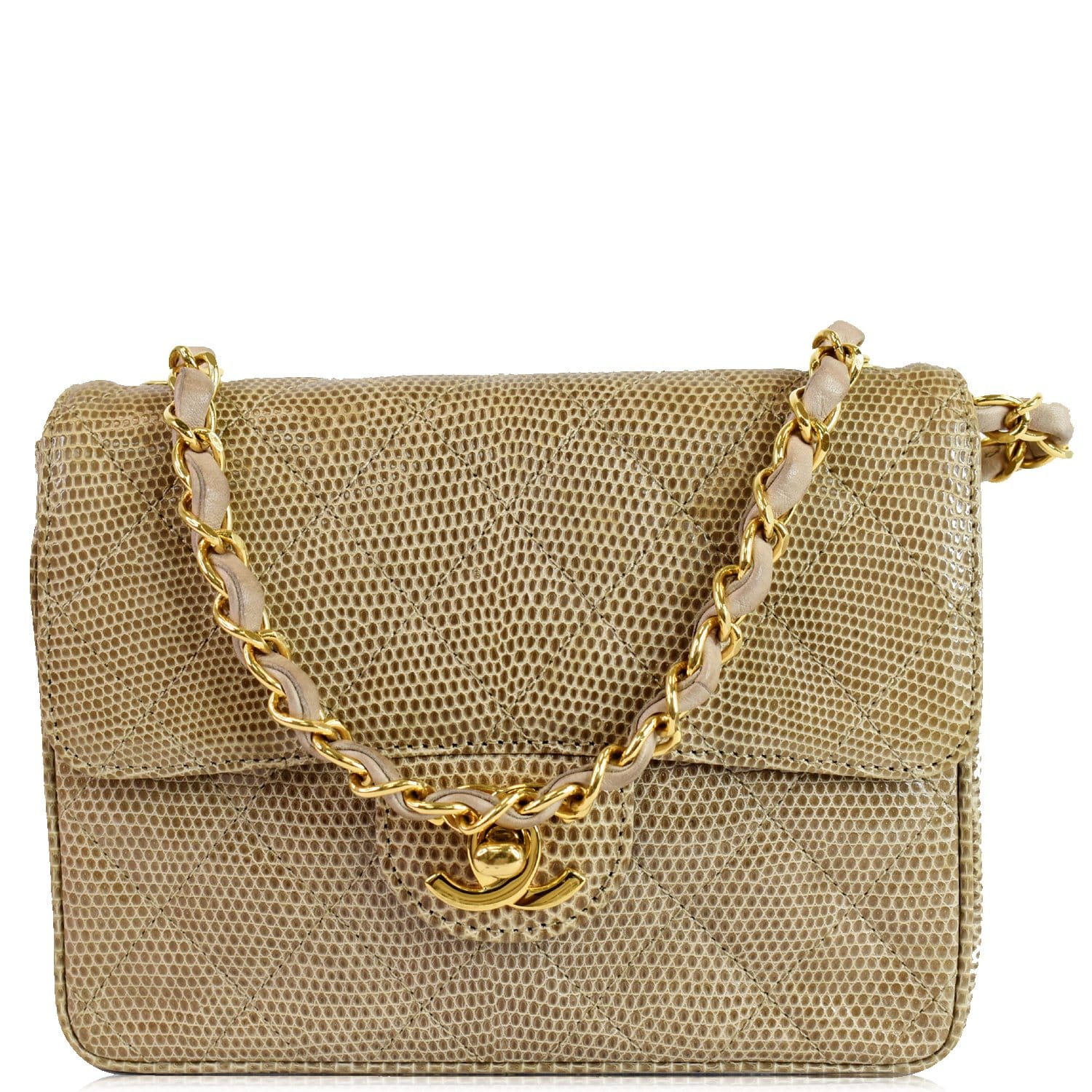 SOLD Chanel Quilted Taupe Lizard Flap Front Tassel Shoulder Bag Early –  Palm Beach Vintage