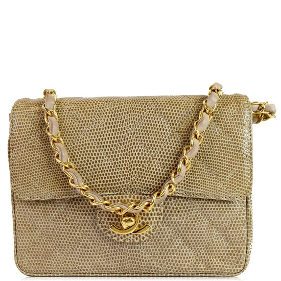 Chanel Navy Lizard Mini Flap Shoulder Bag at Jill's Consignment