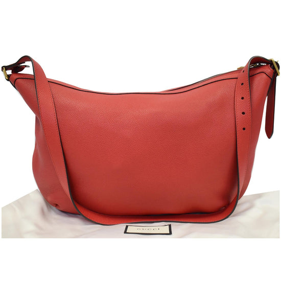 Gucci Red Grained Calfskin Logo Half Moon Hobo, myGemma, SG