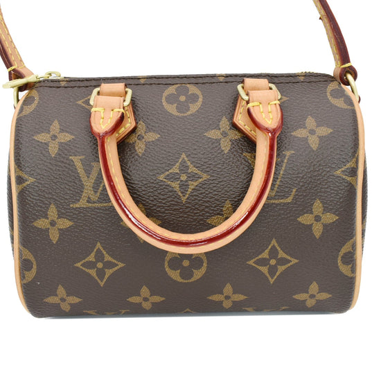 Louis Vuitton Nano Speedy Mini Brown Monogram LV Logo Crossbody Shoulder  Bag