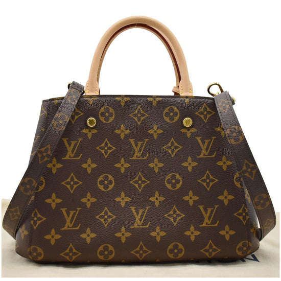 Montaigne cloth handbag Louis Vuitton Brown in Cloth - 37332609