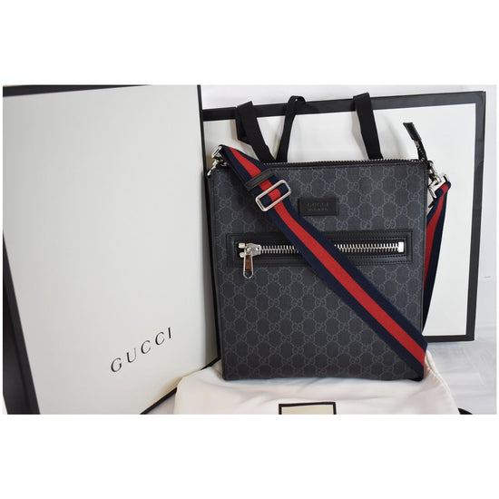 GUCCI GG Supreme Square Messenger Bag Black 474137