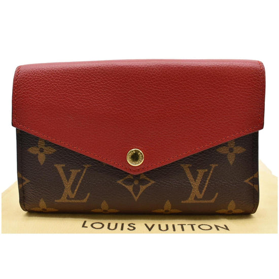 Auth LOUIS VUITTON Monogram Pallas Compact Wallet Cerise (Cherry) Leather/ Canvas