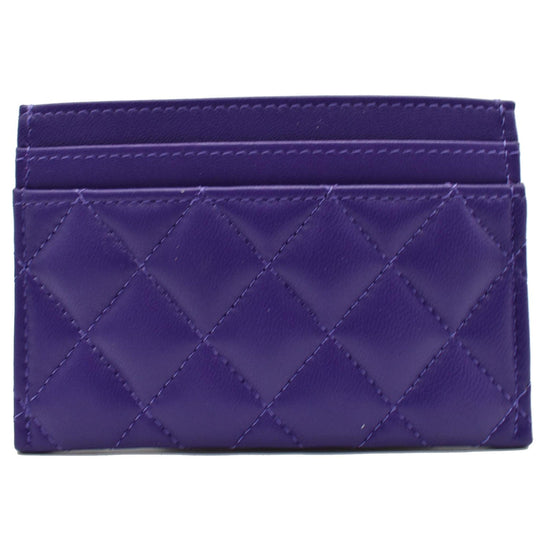 CHANEL Boy Leather Card Holder Purple