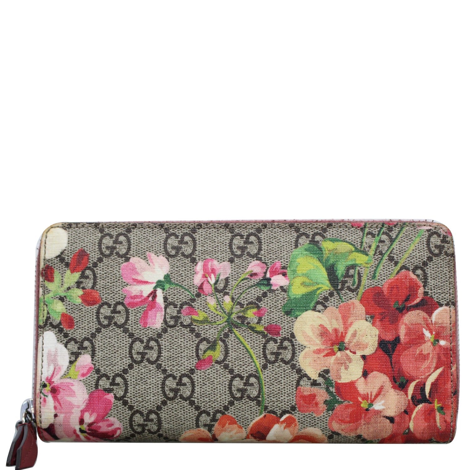 GUCCI GG Blooms Supreme Canvas Zip Around Wallet Beige/Ebony 404071