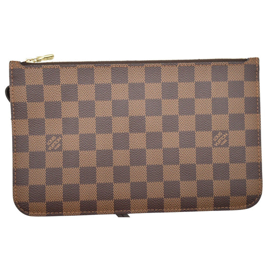 Louis Vuitton Damier Ebene Neverfull Pochette PM Wristlet Pouch 41lk66