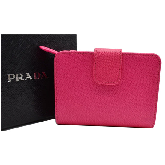 Prada Peonia Pink Large Saffiano Leather Wallet Zip Around Wallet