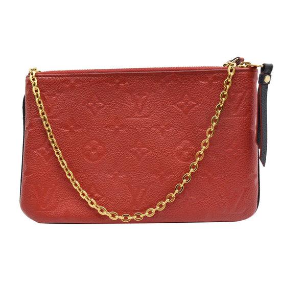 Louis Vuitton Navy x Red Empreinte Leather Double Zip Pochette